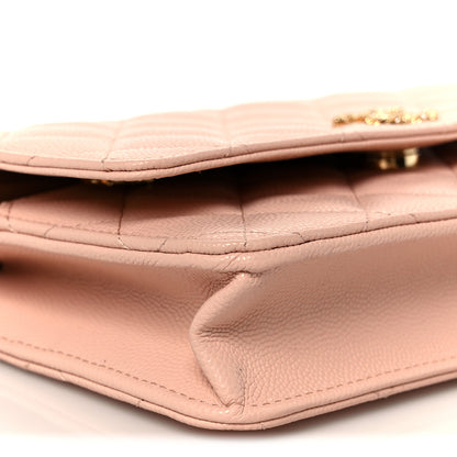 Chanel Grained Calfskin Quilted Strass CC Wallet On Chain WOC Light Pink 10 of 12