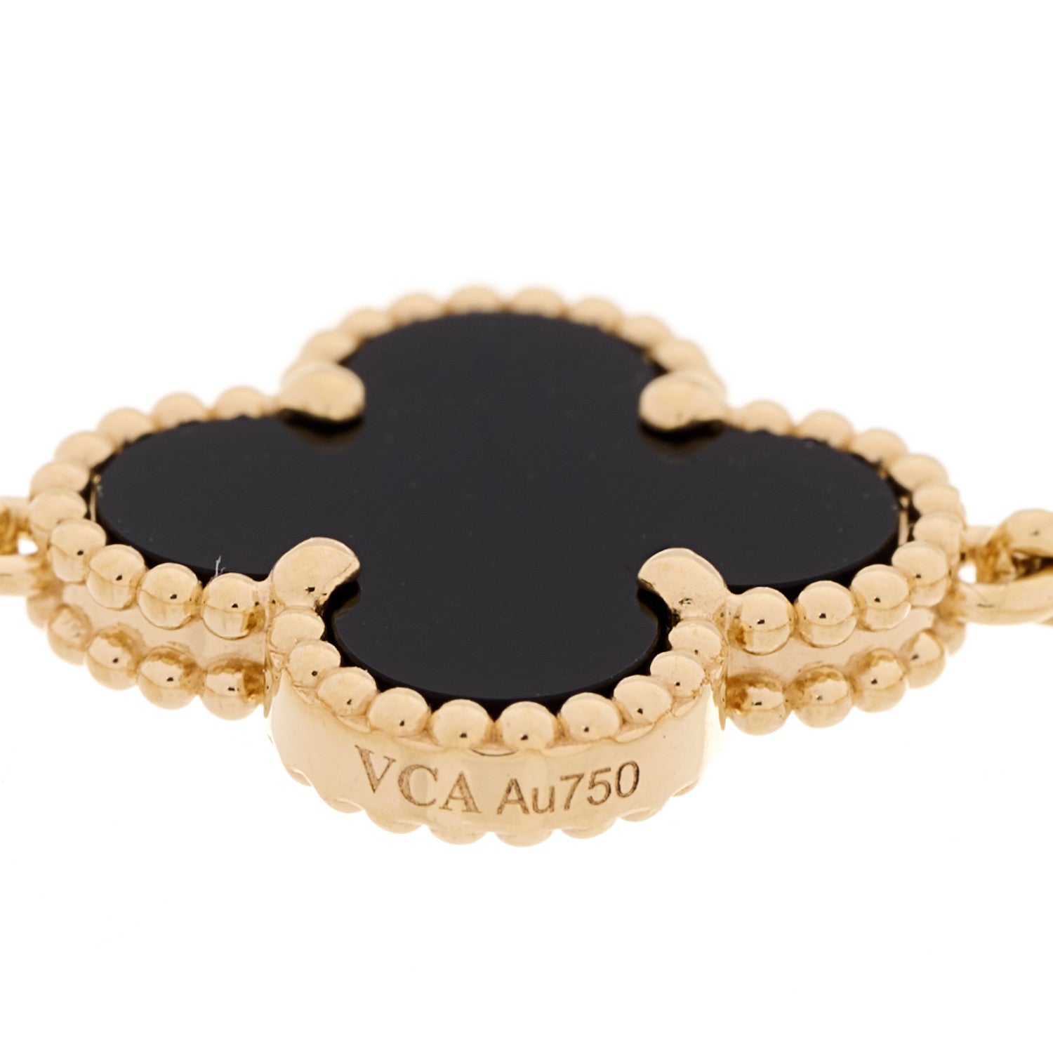 Van Cleef & Arpels 18K Yellow Gold Black Onyx 5 Motifs Vintage Alhambra Bracelet 6 of 7