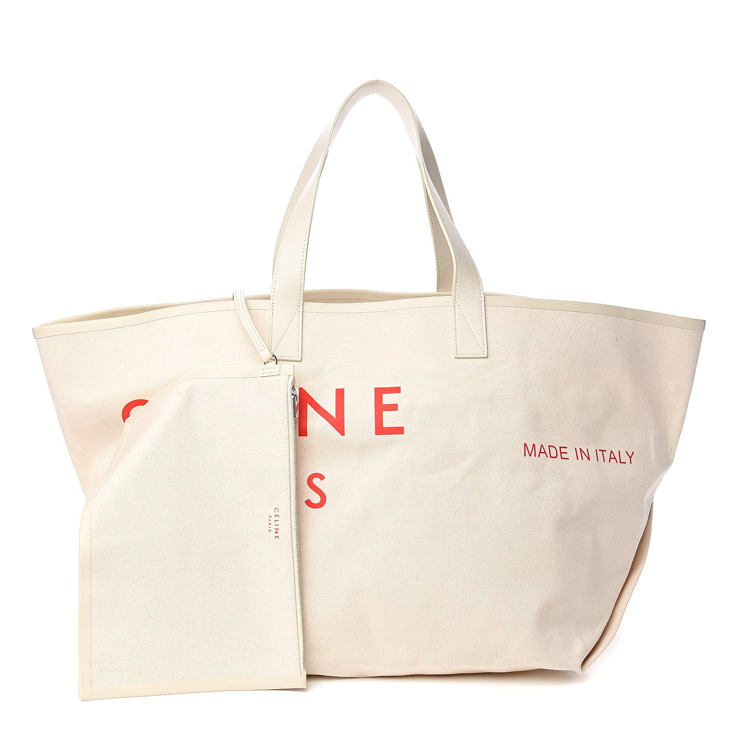 Celine Textile Large Made In Tote Natural Red 3 of 12