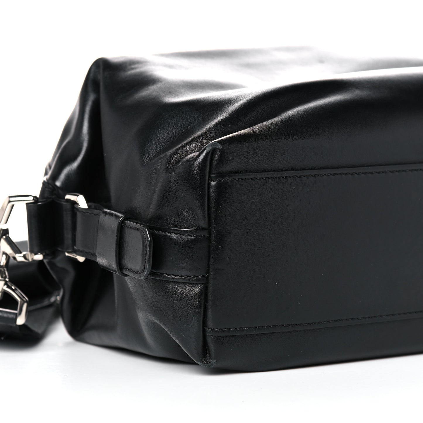 Waxed Calfskin Medium Nightingale Logo Strap Black