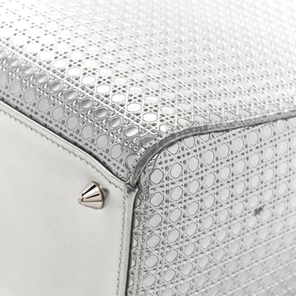 Christian Dior Metallic Patent Micro-Cannage Medium Lady Dior Silver 16 of 18