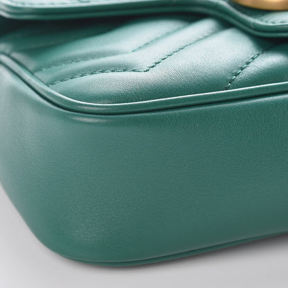 Gucci Calfskin Matelasse Super Mini GG Marmont Shoulder Bag Emerald Green 8 of 11