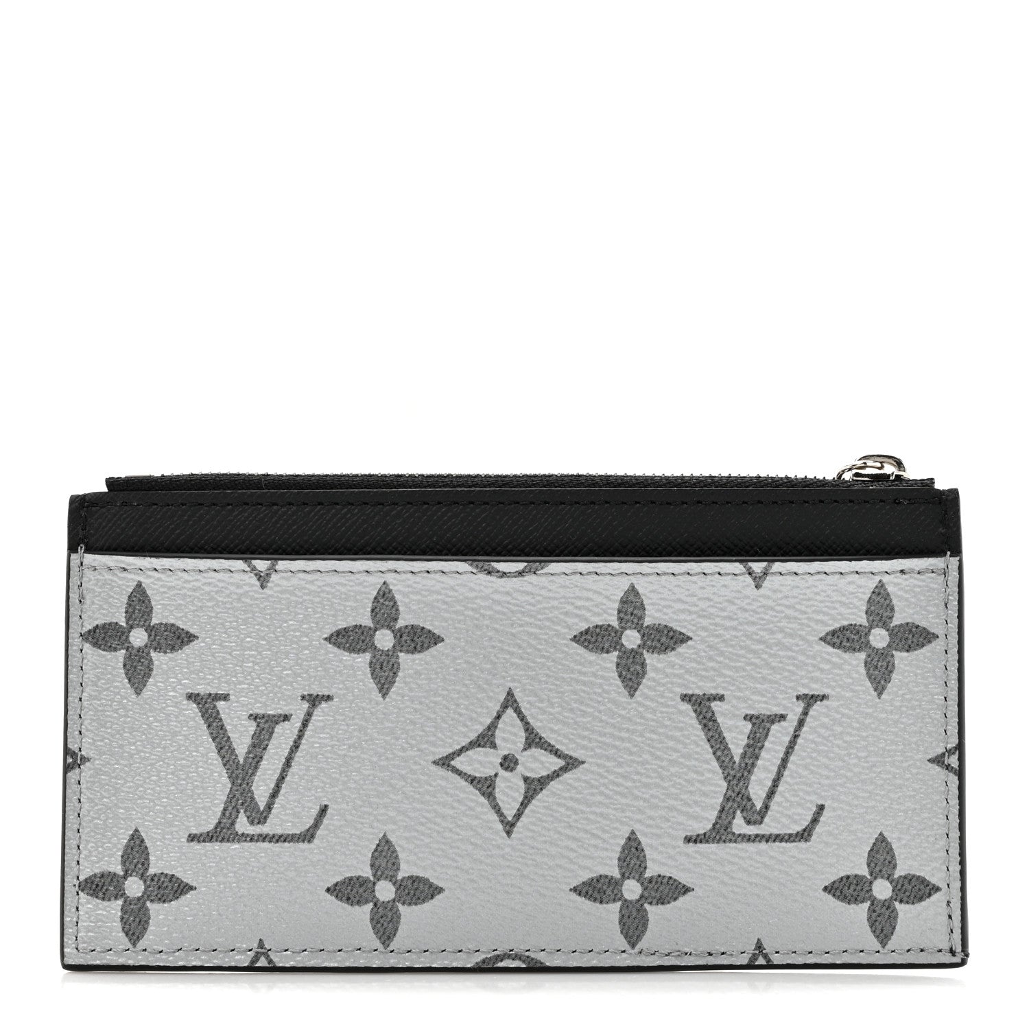 Louis Vuitton Metallic Taigarama Coin Card Holder Gunmetal Grey Black 1 of 7