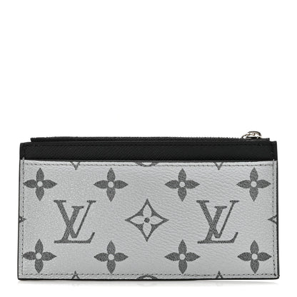 Louis Vuitton Metallic Taigarama Coin Card Holder Gunmetal Grey Black 1 of 7
