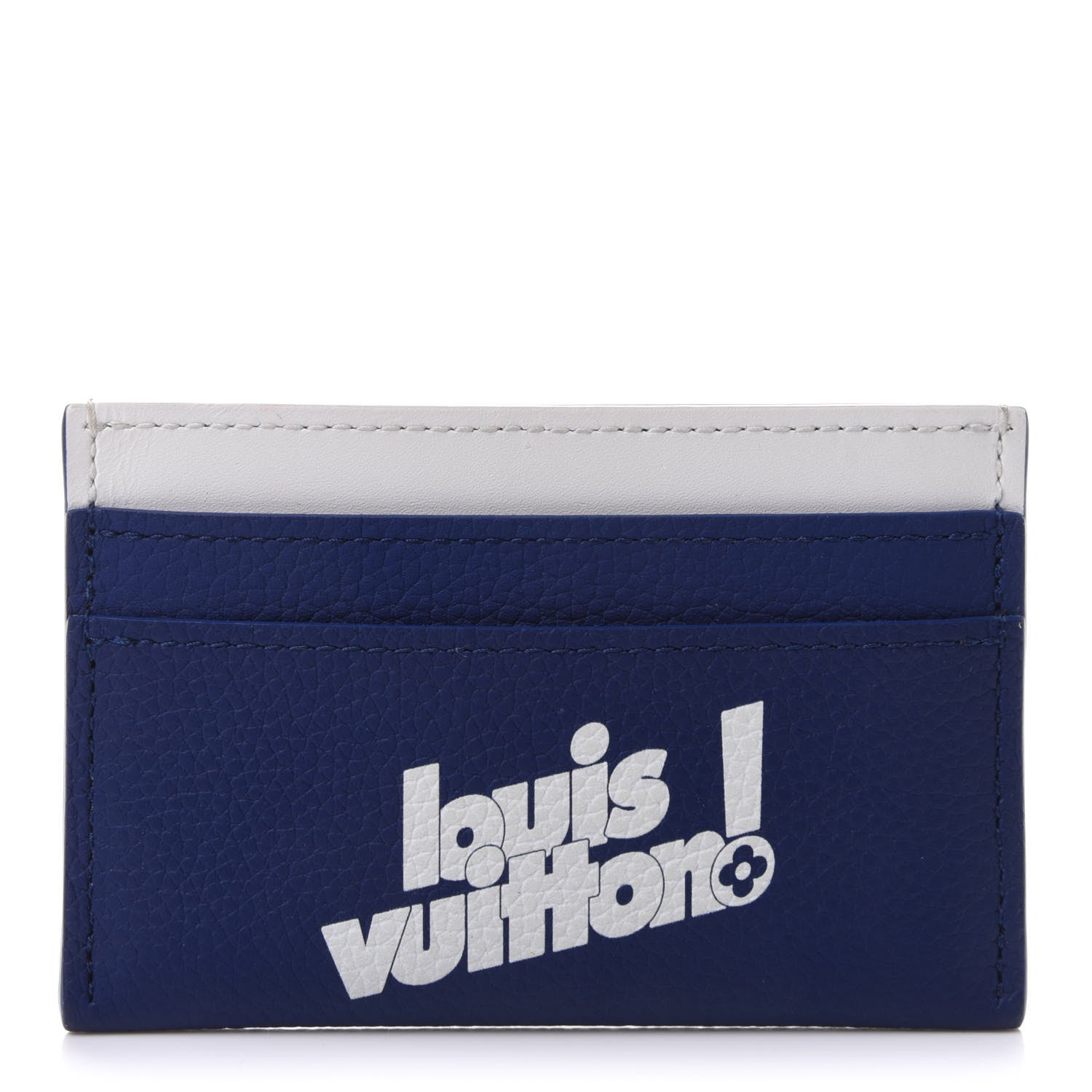 Louis Vuitton Calfskin Everyday LV Porte-Cartes Double Card Holder Blue 1 of 7