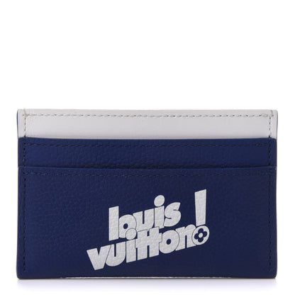 Louis Vuitton Calfskin Everyday LV Porte-Cartes Double Card Holder Blue 1 of 7