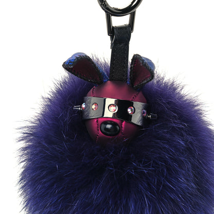 MCM Fox Fur Rabbit Punk Bag Charm Purple 3 of 6