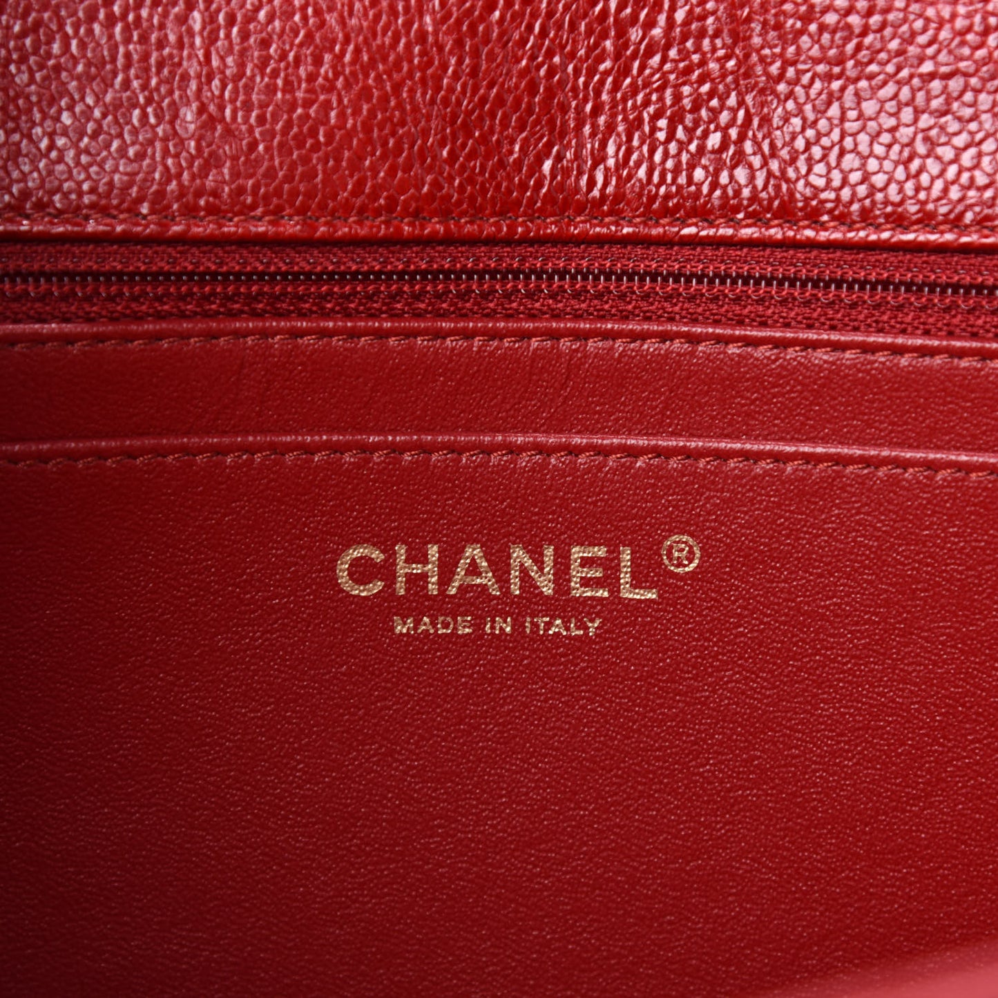 Crumpled Grained Calfskin Quilted Large Two Tone Flap Bag Red
