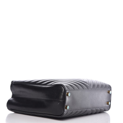 Saint Laurent Grain De Poudre Matelasse Chevron Monogram Shopping Bag Black 4 of 10