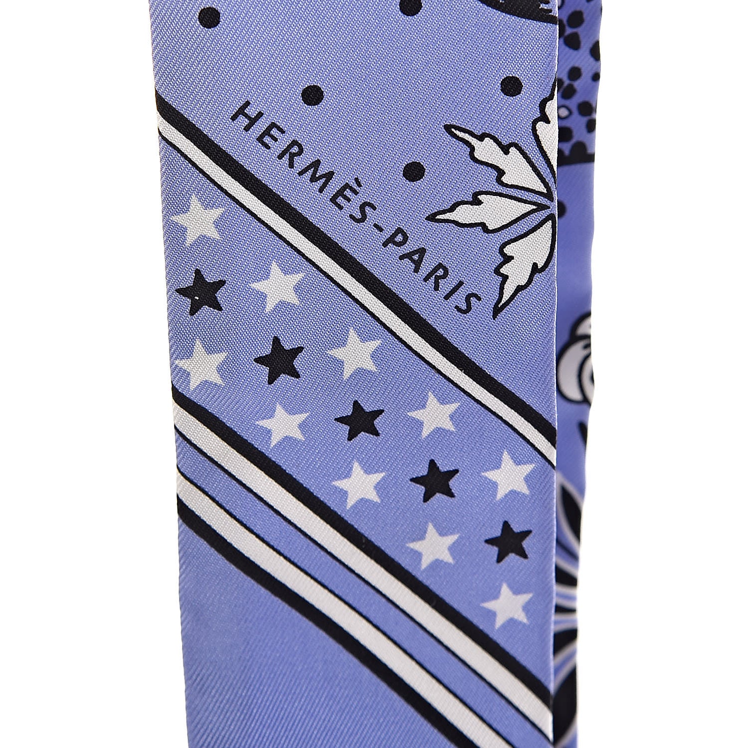 Hermes Silk Les Leopards Twilly Lavande Black White 4 of 4