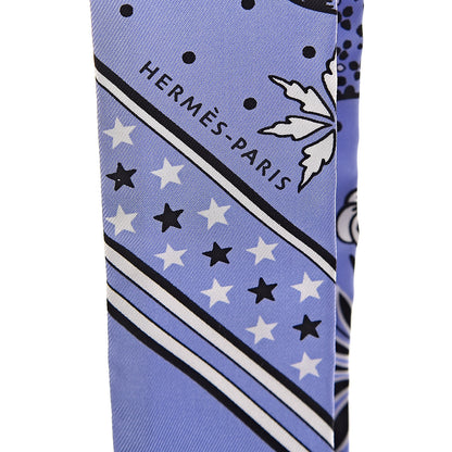 Hermes Silk Les Leopards Twilly Lavande Black White 4 of 4