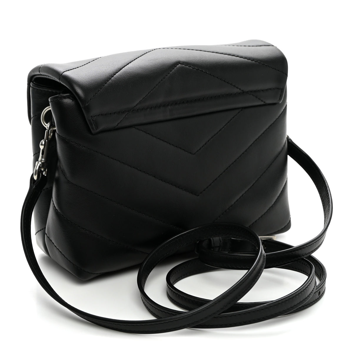 Calfskin Y Quilted Monogram Toy Loulou Crossbody Bag Black