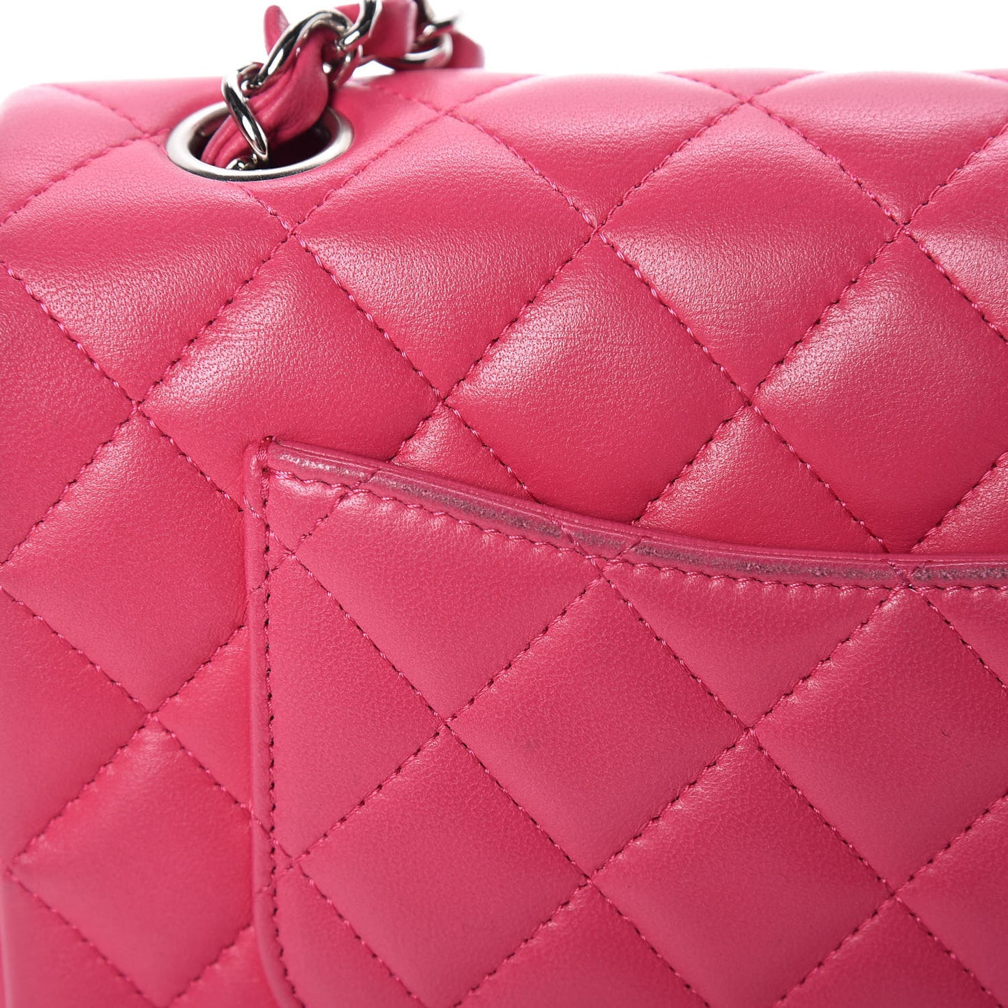 Lambskin Quilted Mini Rectangular Flap Fuchsia