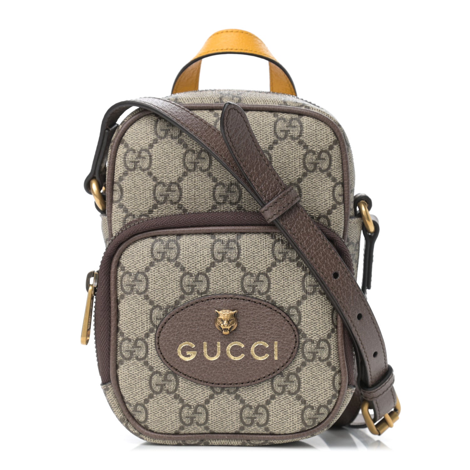 Gucci GG Supreme Monogram Mini Neo Vintage Double Zip Messenger Bag Beige New Acero Crop 1 of 10