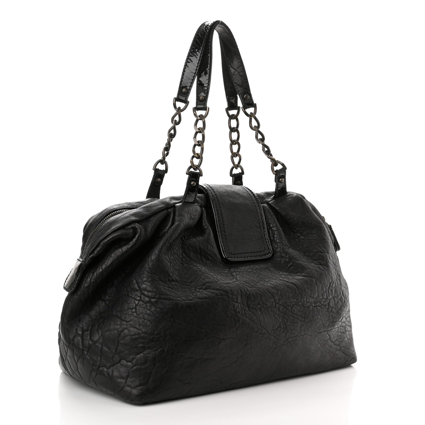 Nappa Patent B Buckle Tote Black