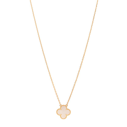 Van Cleef & Arpels 18K Yellow Gold Mother of Pearl Vintage Alhambra Pendant Necklace 1 of 5