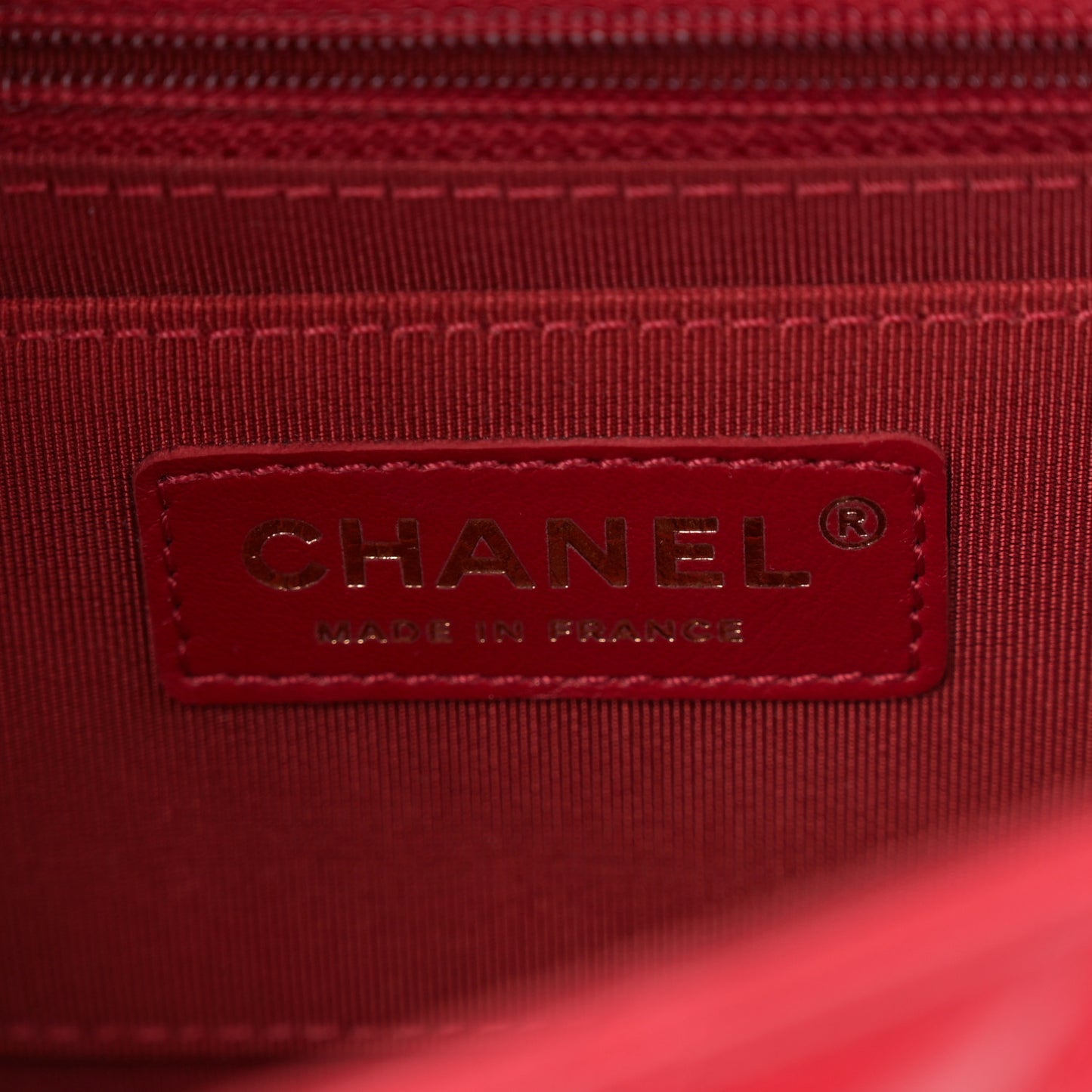 Calfskin Chevron Quilted Mini Statement Flap Red