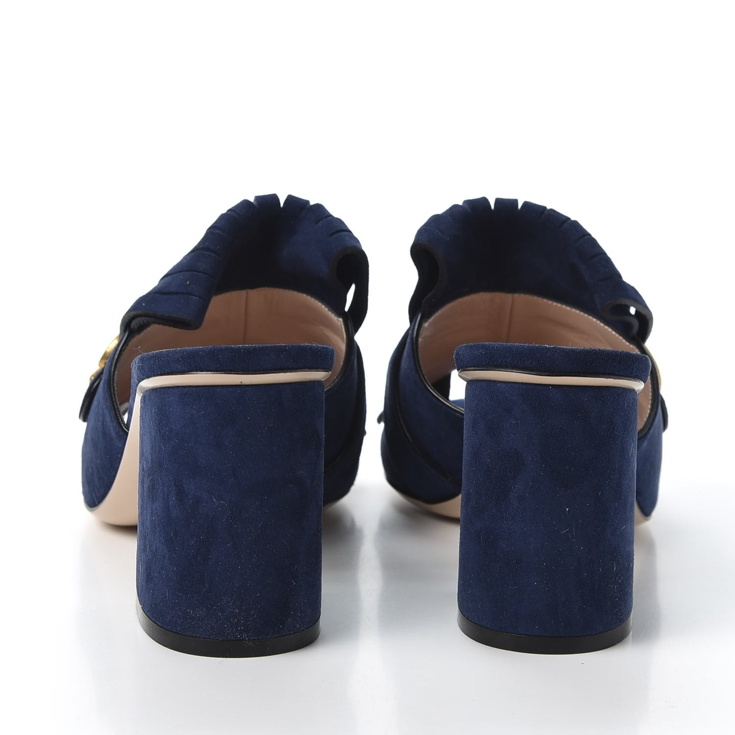 Kid Scamosciato GG Marmont Fringe 75mm Slide Sandals 38.5 Blue Ink