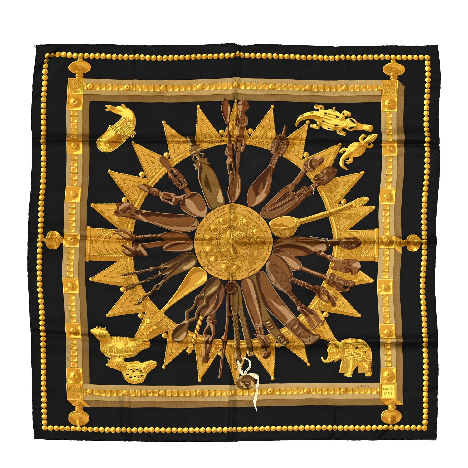 Hermes Silk Cuillers d'Afrique Scarf 90 1 of 5