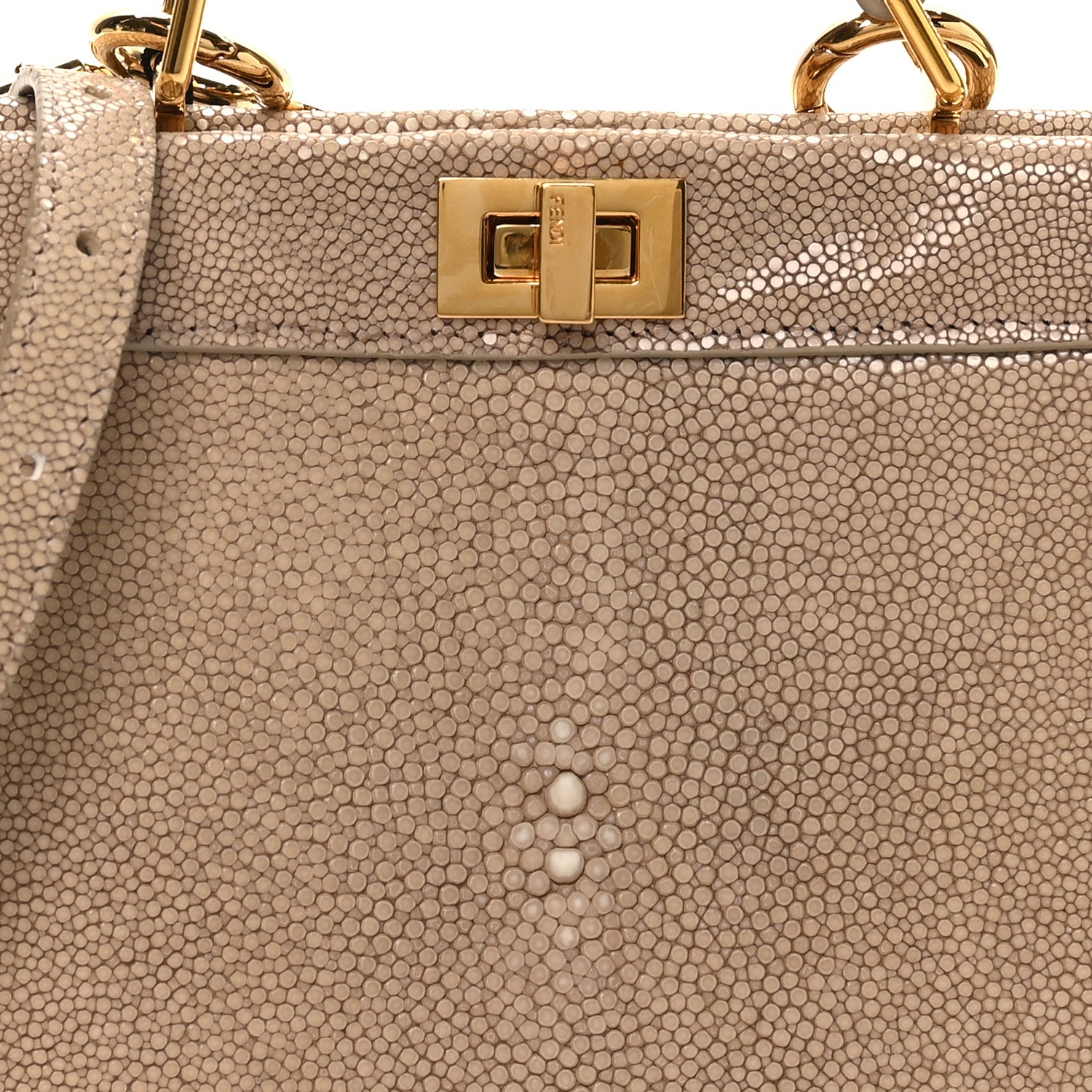 Fendi Stingray Shiny Nappa Petite Peekaboo I SEE U Satchel Tortora 6 of 9
