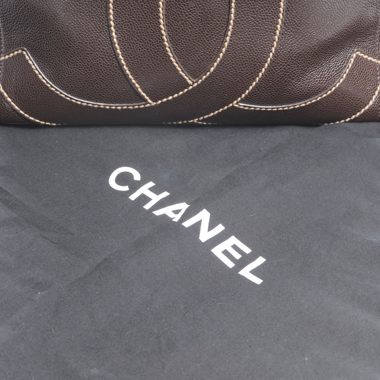 Chanel Caviar CC Stitched Small Tote Brown 8 of 8