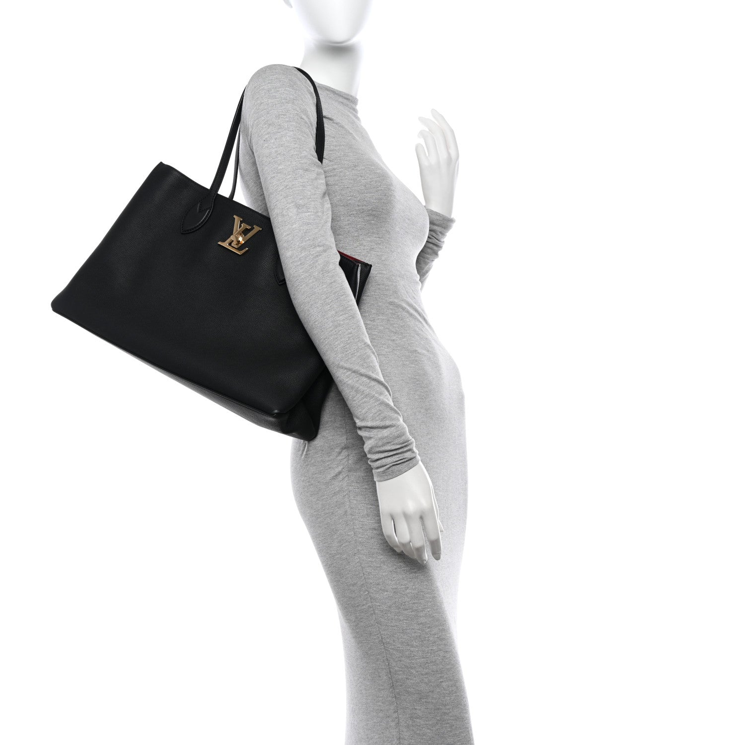 Louis Vuitton Grained Calfskin Lockme Shopper Black 2 of 15