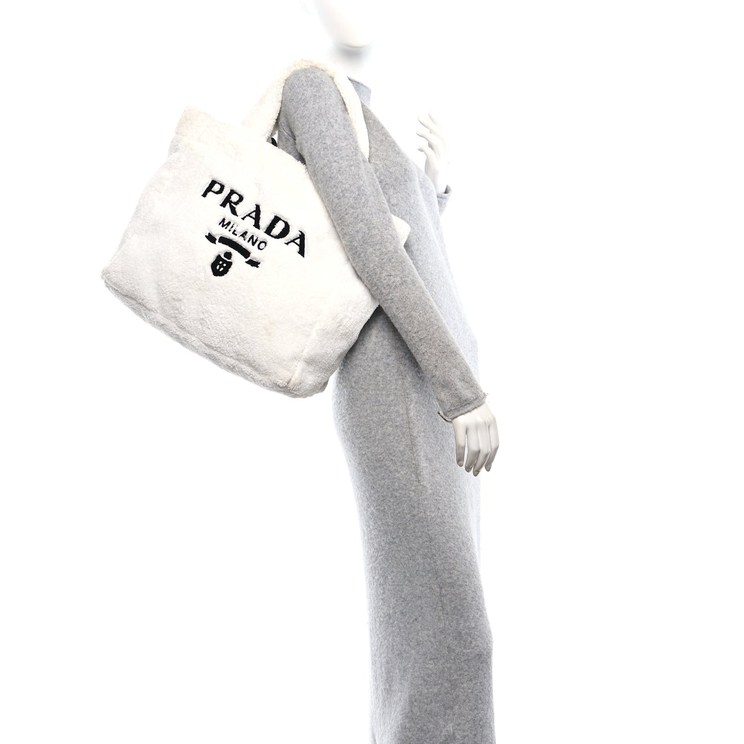 Terry Cloth Tote Bag White Black