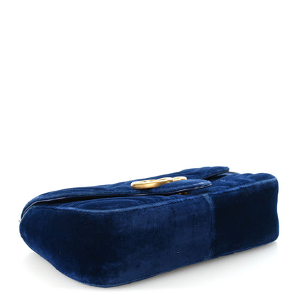 Gucci Velvet Matelasse Mini GG Marmont Shoulder Bag Cobalt Blue 3 of 9