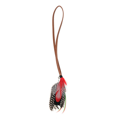 Hermes Feather Lucky Fishing Bag Charm Red 1 of 4