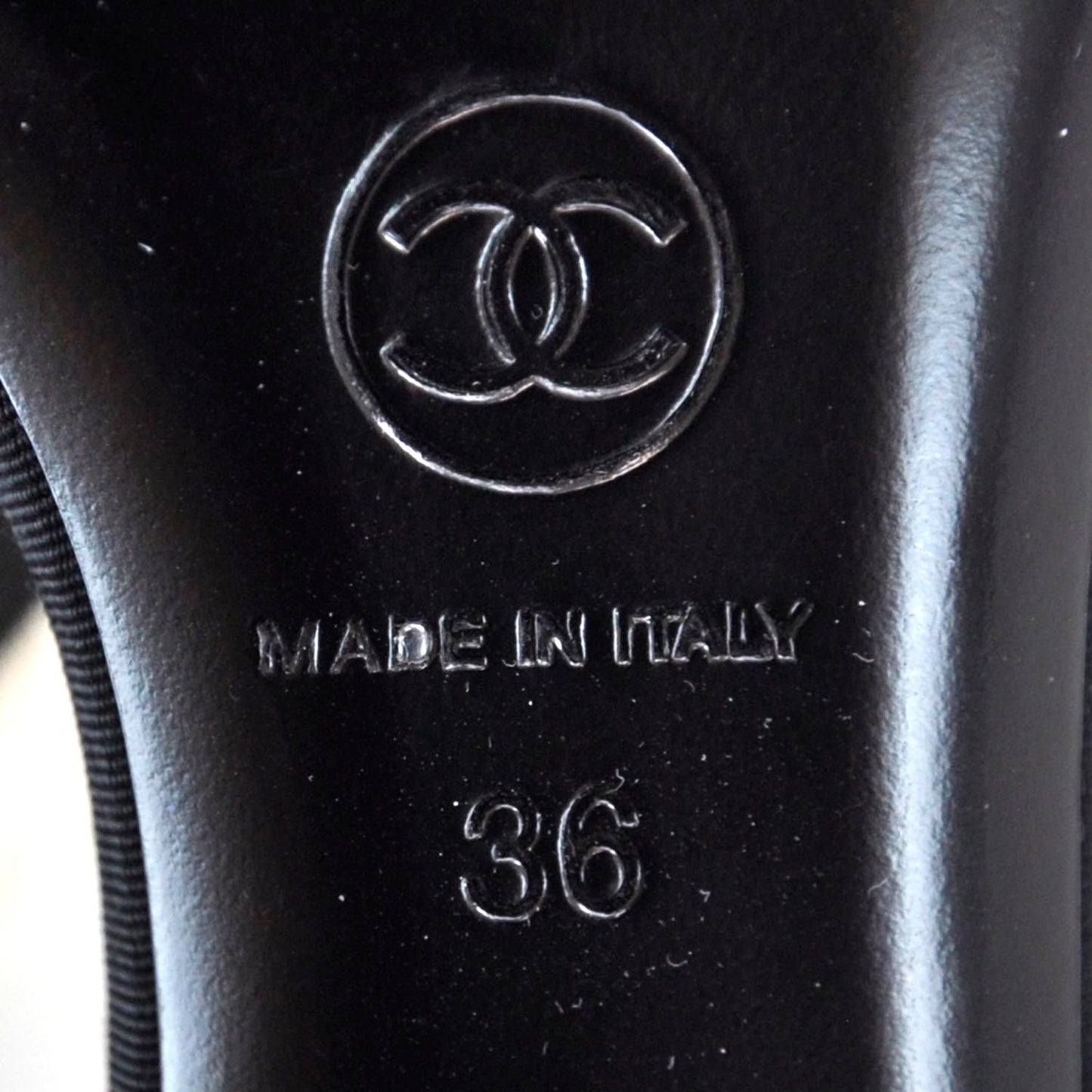 Leather CC Bow Mules 36 Black and White