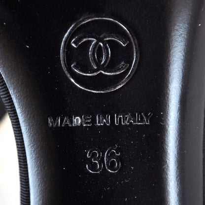 Chanel Leather CC Bow Mules 36 Black and White 5 of 8