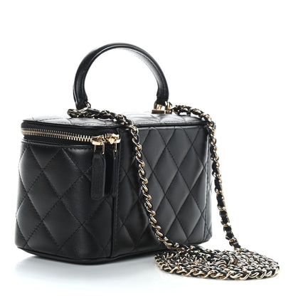 Chanel Lambskin Quilted Small Top Handle Vanity Case With Chain Black 3 of 9