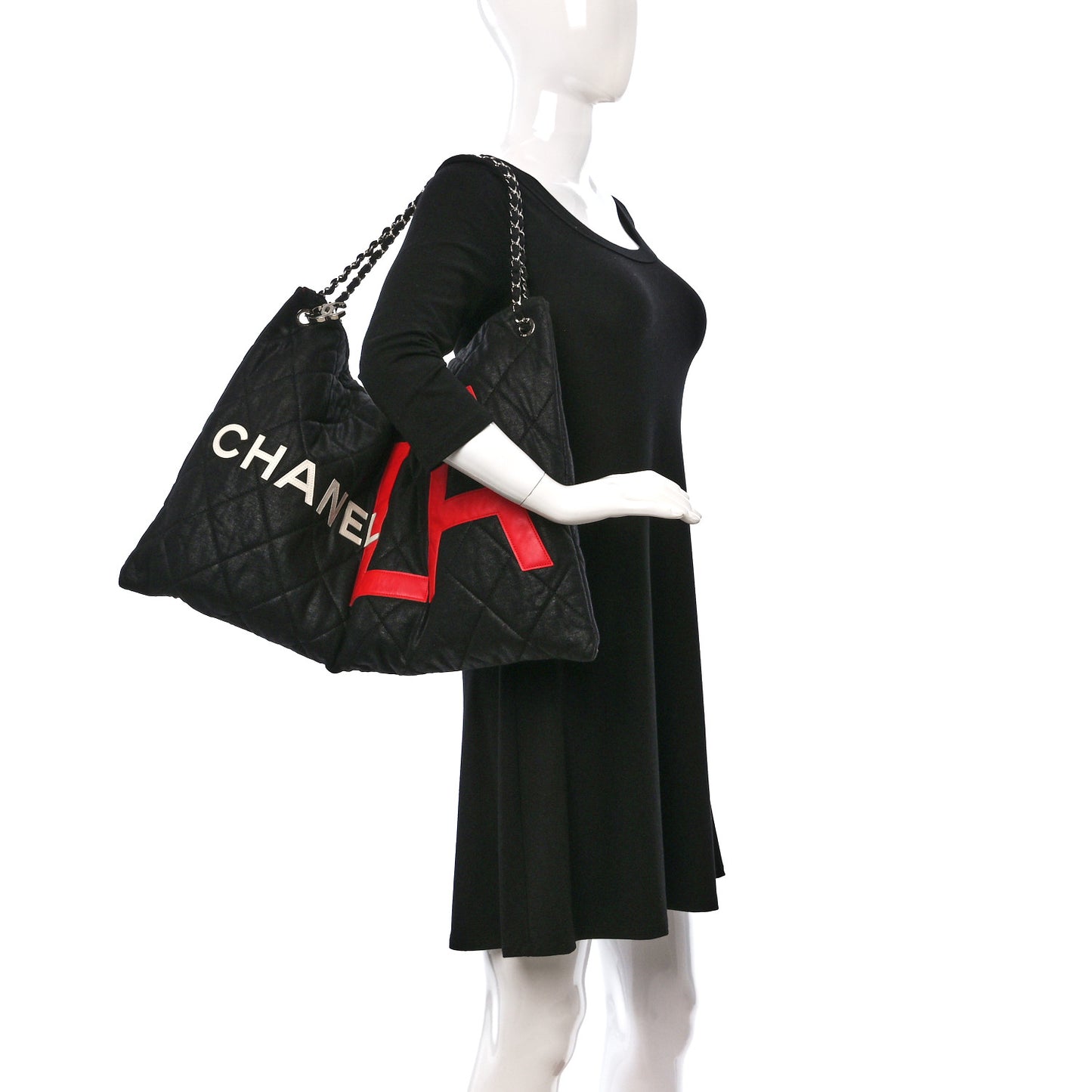 Jersey Quilted LA Cabas Bag Black Red