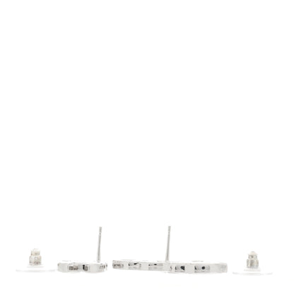 Chanel Baguette Crystal Double CC Earrings Silver 3 of 4