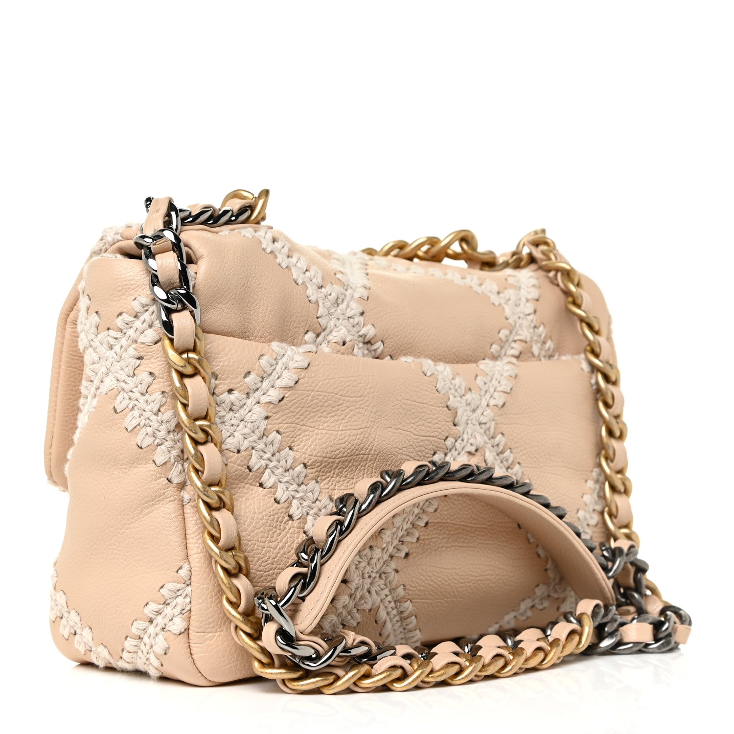 Chanel Calfskin Crochet Medium Chanel 19 Flap Beige 2 of 15