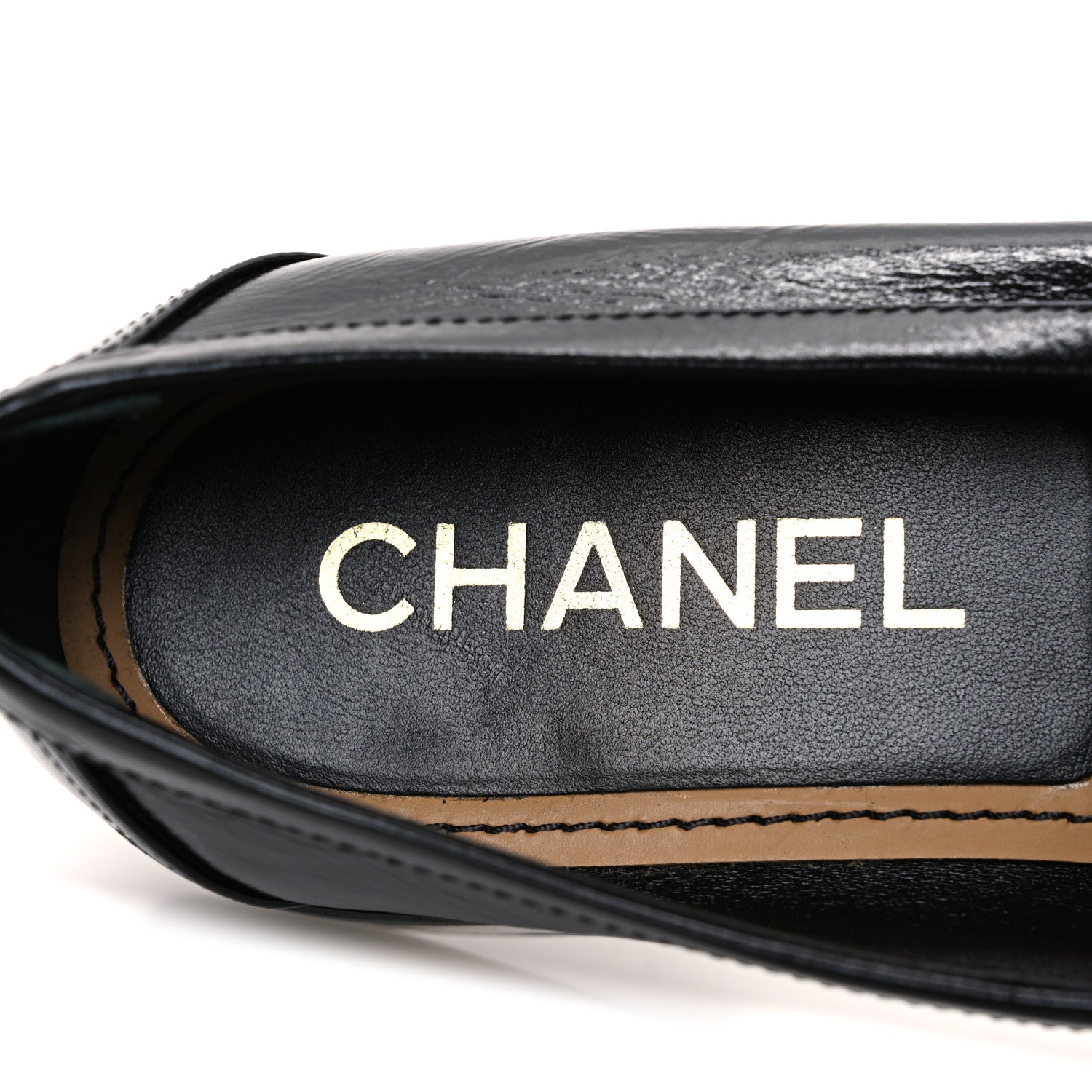 Chanel Shiny Calfskin Logo Loafers 38.5 Black 9 of 10