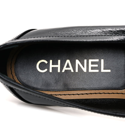Chanel Shiny Calfskin Logo Loafers 38.5 Black 9 of 10