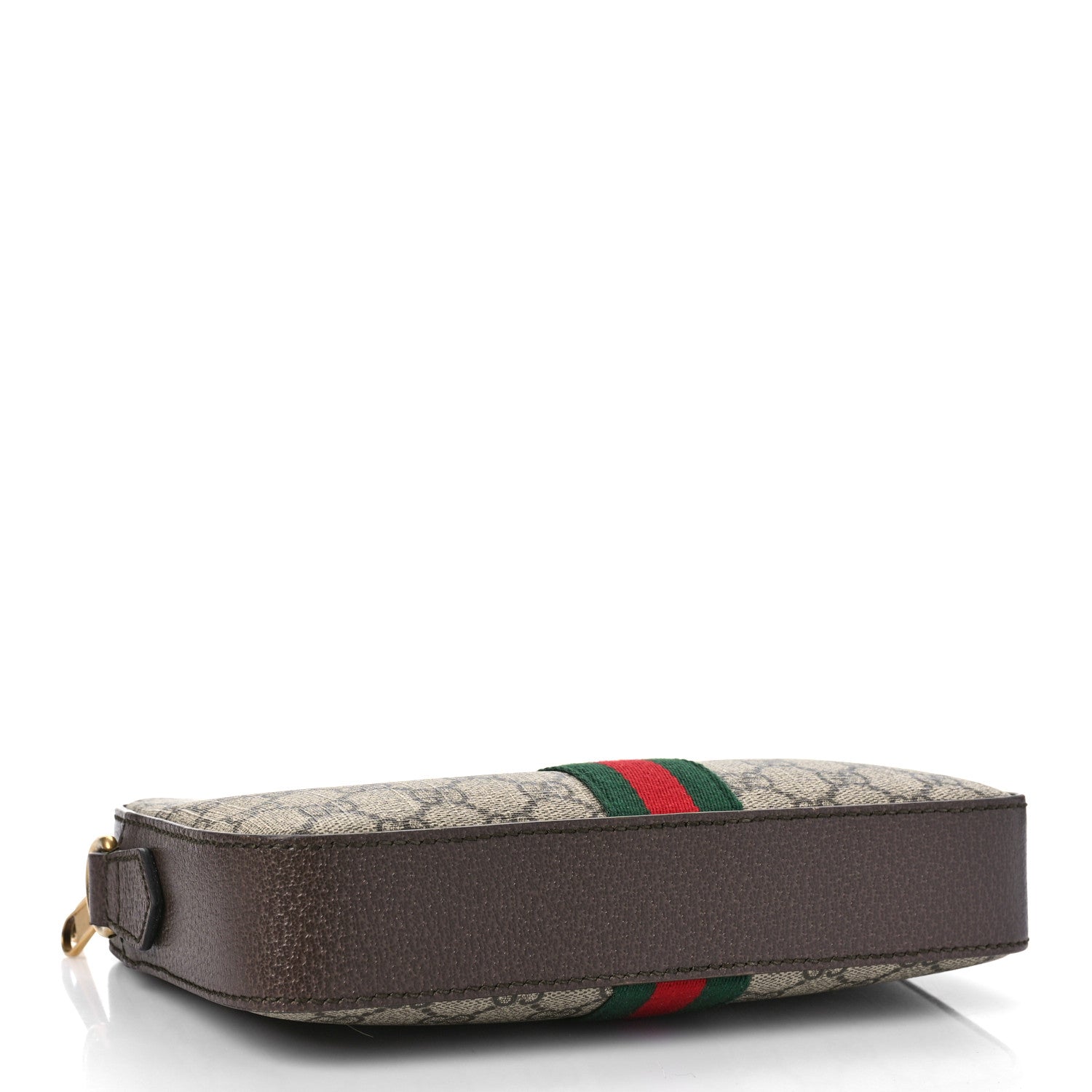 Gucci GG Supreme Monogram Textured Dollar Calfskin Web Ophidia Wristlet Shoulder Bag Beige Ebony New Acero 4 of 8