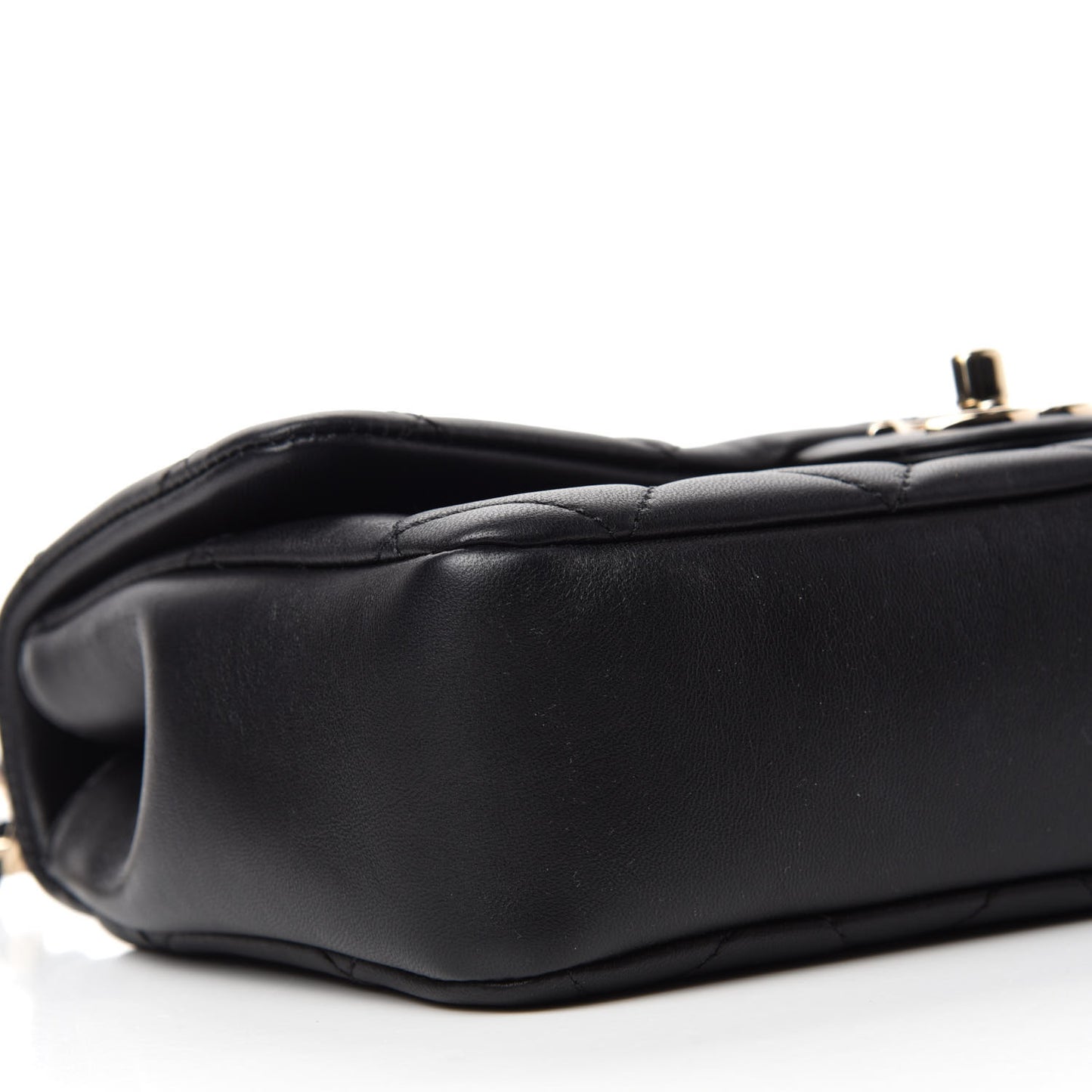 Lambskin Quilted Resin Bi-Color Chain Flap Bag Black