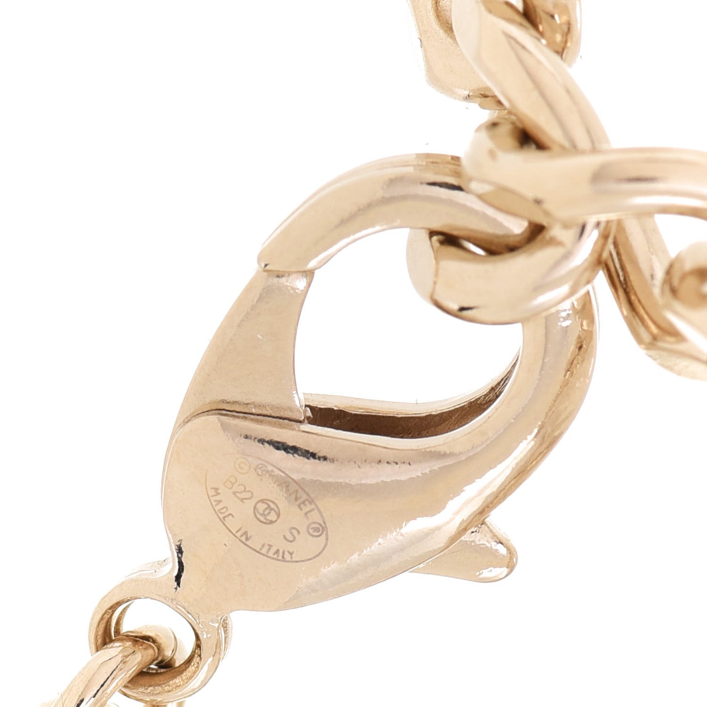 Enamel Metal CC Chain Bracelet Gold White
