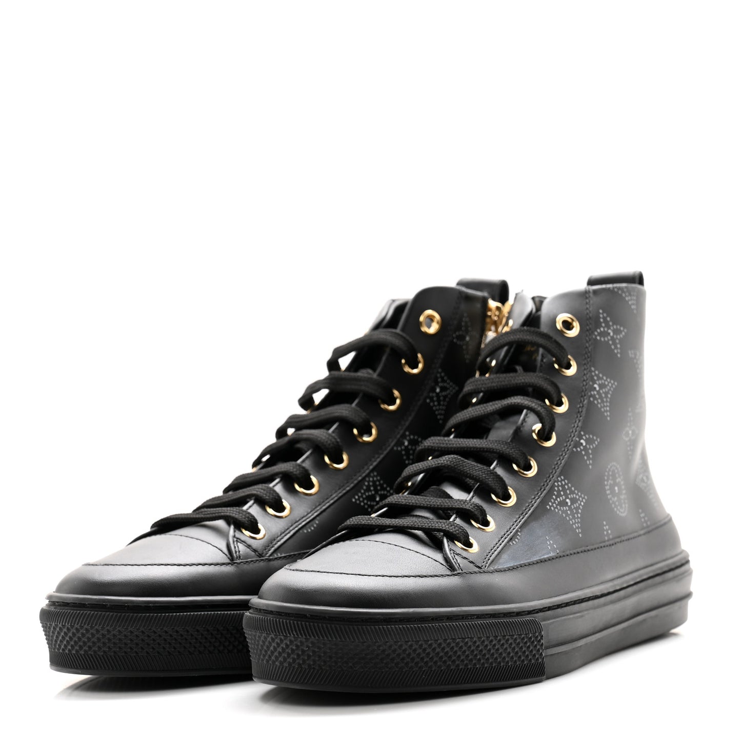 Calfskin Monogram Stellar Sneaker Boots 35.5 Black White