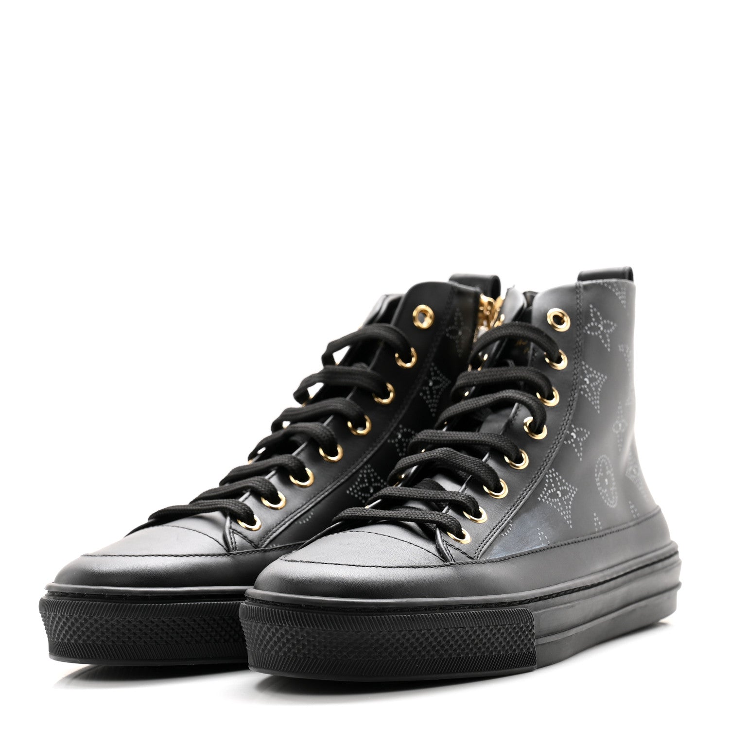 Louis Vuitton Calfskin Monogram Stellar Sneaker Boots 35.5 Black White 3 of 9