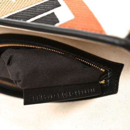 Fendi Canvas Vitello Seta FF Embroidered Baguette Brandy Black 7 of 10