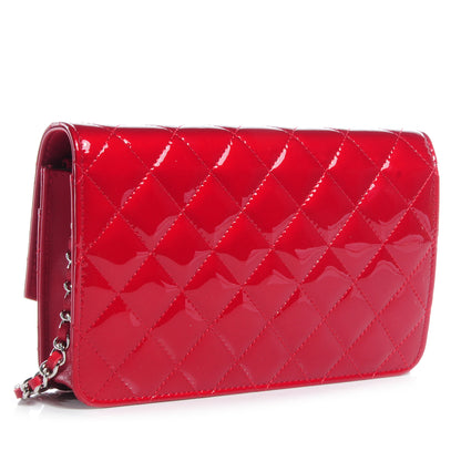 Chanel Patent Quilted Brilliant Wallet On Chain WOC Red 3 of 8