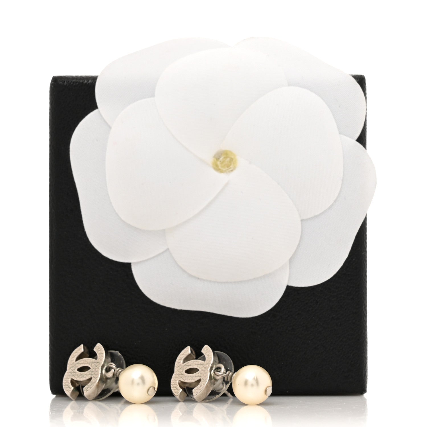 Chanel Pearl CC Drop Earrings Silver 6 of 6