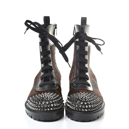Christian Louboutin Calfskin Pony Fox Spikes TS Croc Flat Boots 38 Black Roux 2 of 8