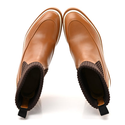 Hermes Veau Toile Technique Vadrouille Chelsea Boots 36 36 Terre De Sienne 2 of 12
