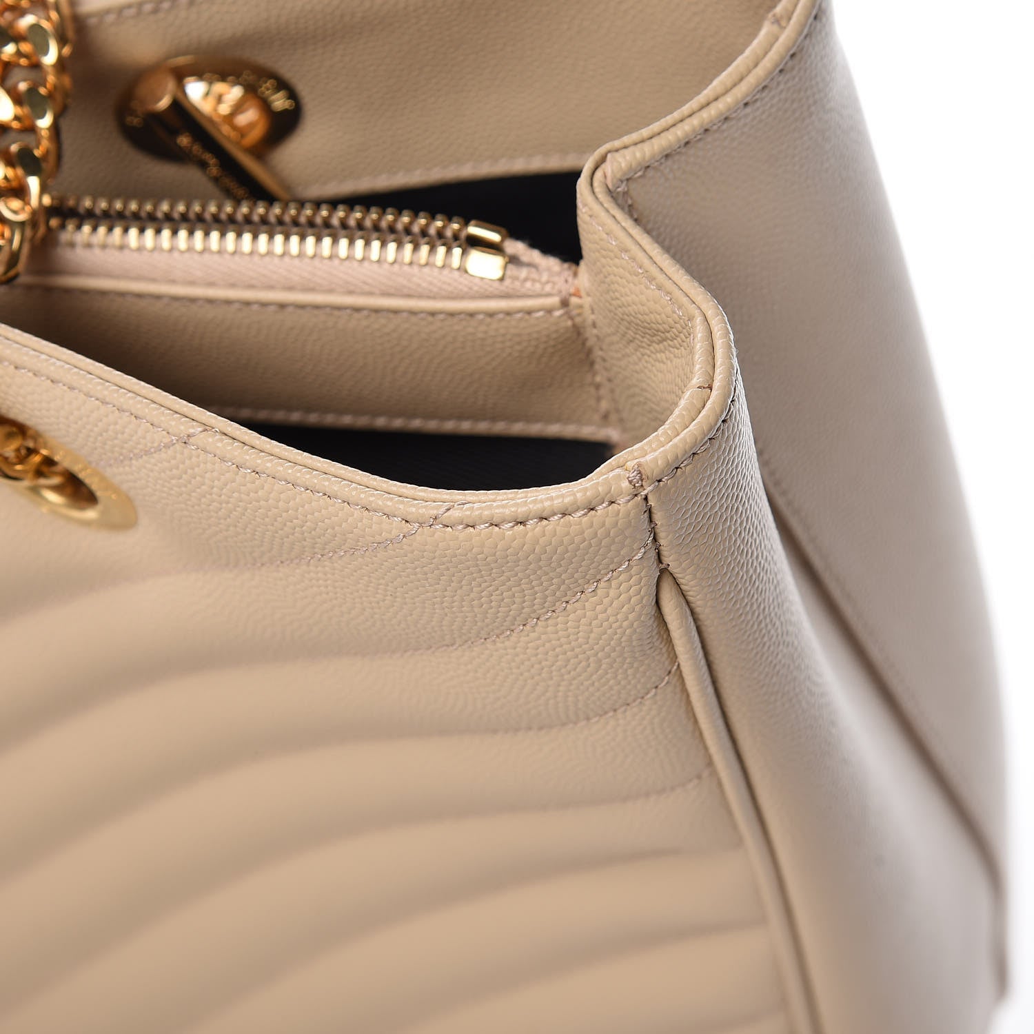Saint Laurent Grain De Poudre Matelasse Chevron Monogram Shopping Bag Nude Powder 10 of 18
