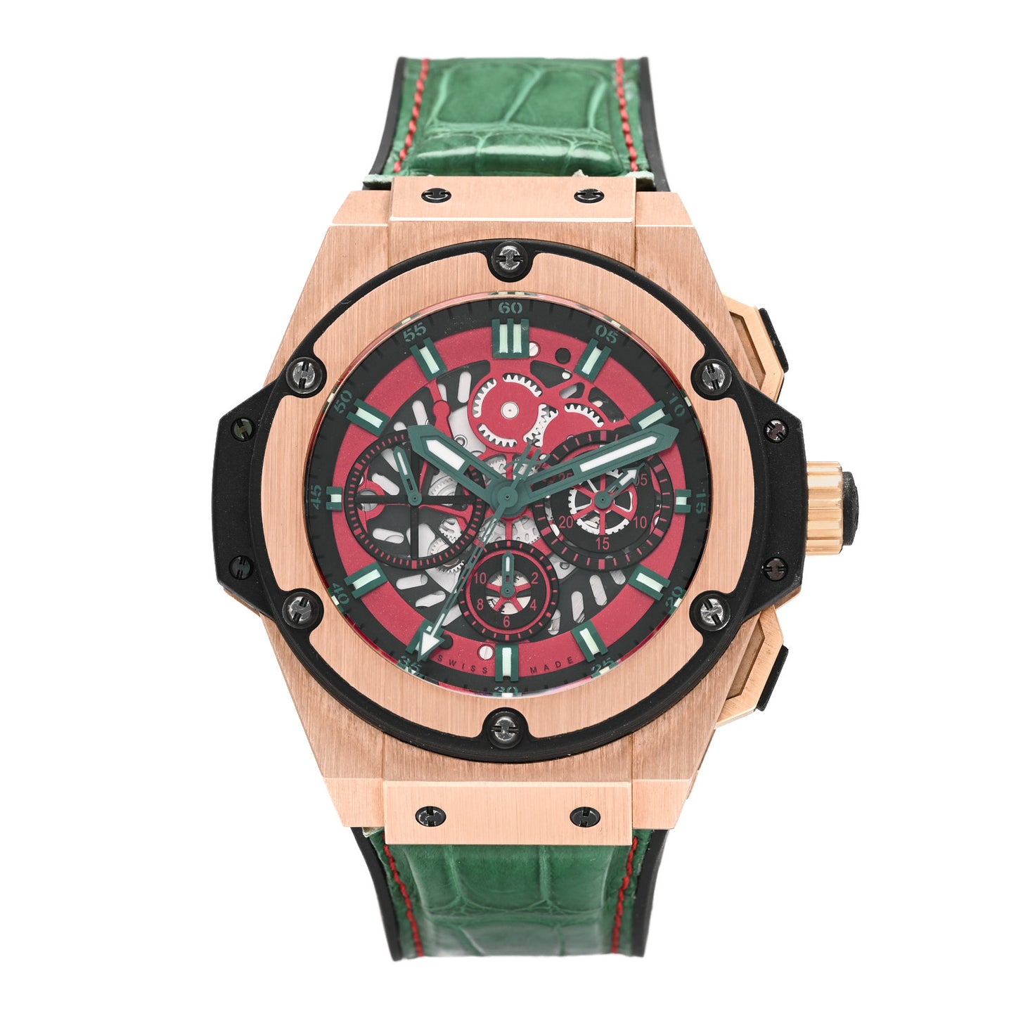18K Rose Gold Alligator 48mm Big Bang King Power Skeleton Limited Edition Automatic Watch Red 710.OM.0130.GR.MEX10