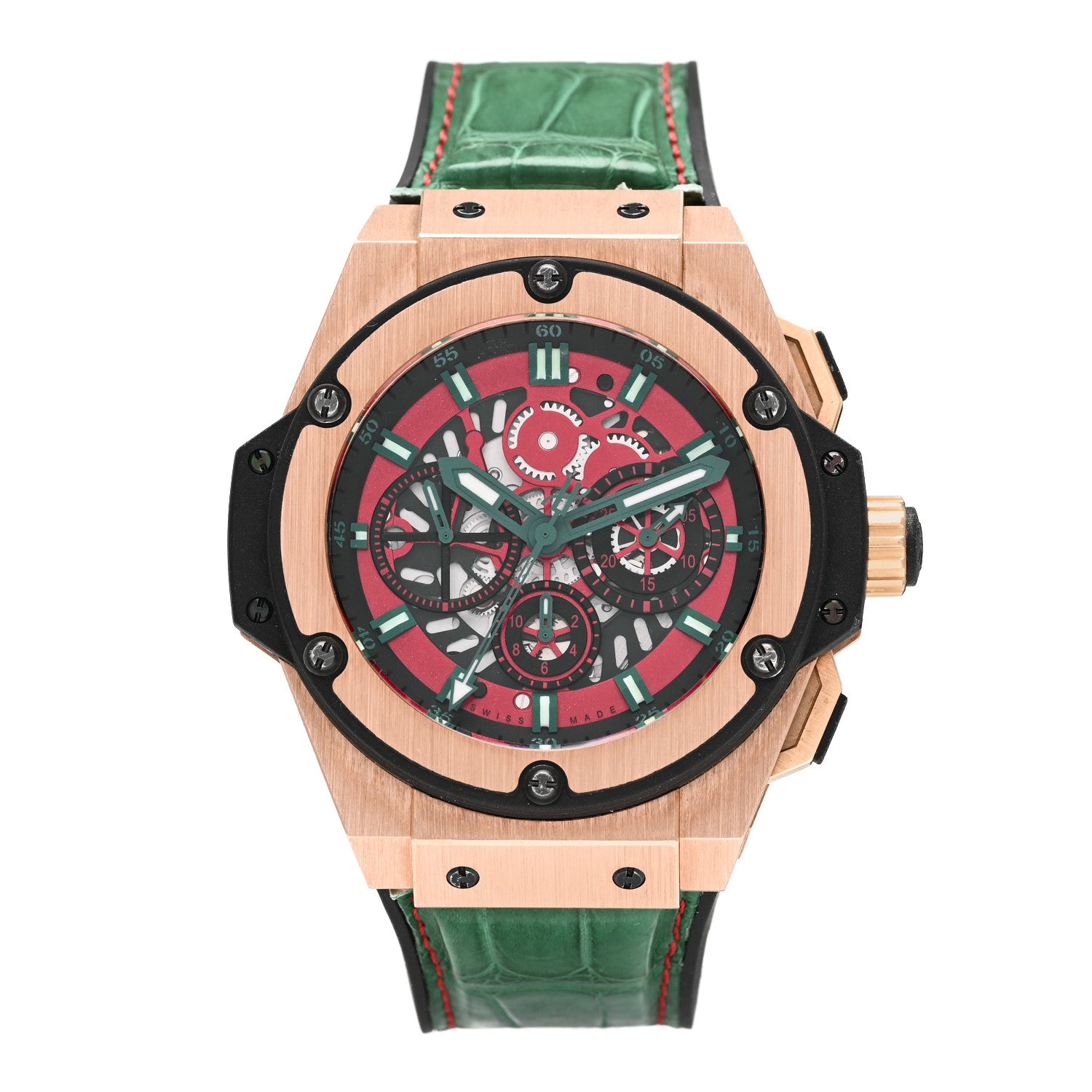 Hublot 18K Rose Gold Alligator 48mm Big Bang King Power Skeleton Limited Edition Automatic Watch Red 710.OM.0130.GR.MEX10 1 of 4